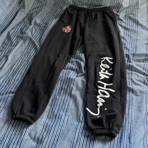 Keith Haring sweatpants from H&M. Size S I’m 6ft it’s just a little short on me.